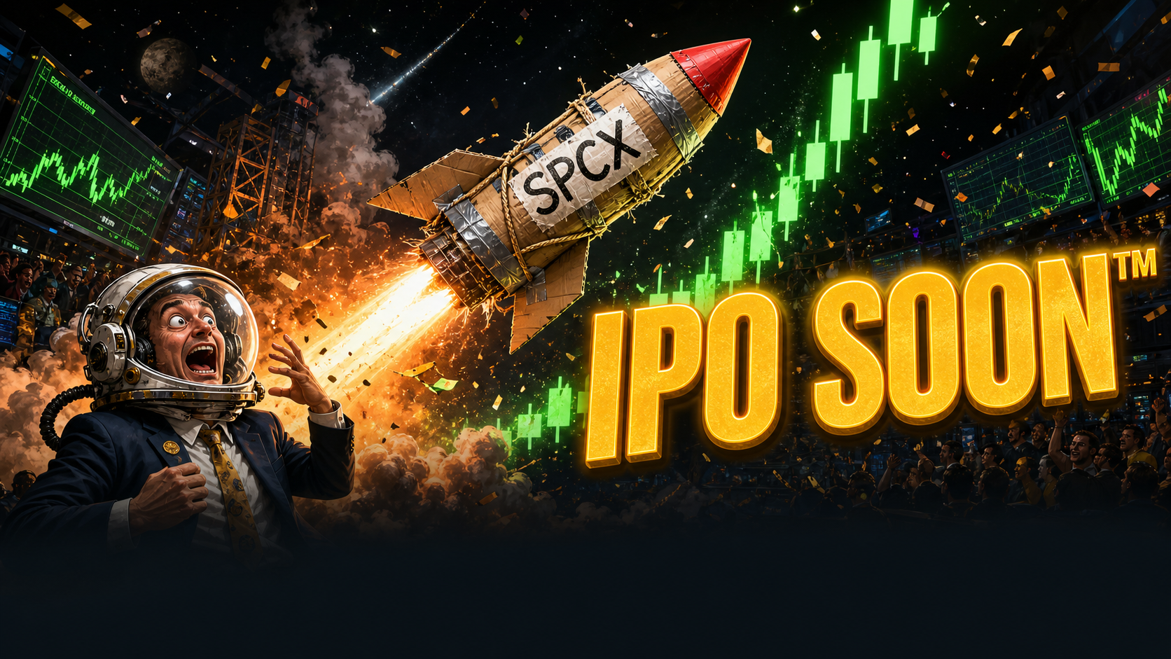 SPOCE X IPO soon meme rocket poster