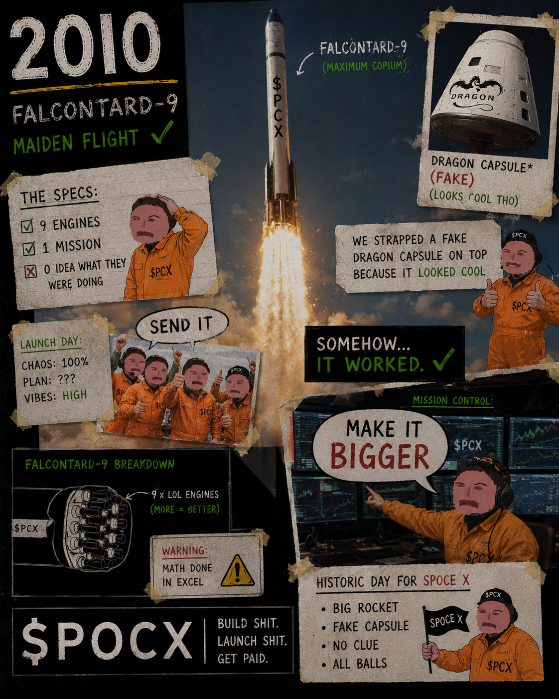 Spoce X FalconTard mission poster meme